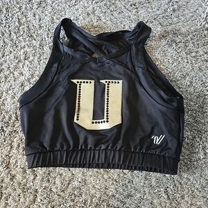 Varsity Spirit UCF Knights Sports Bra Cheer Medium Crop Top Rhinestones Black